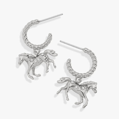 Horse Girl Huggie Hoop Earrings by Alex and Ani silver-tone rope hoops with horse charm on Tampa Home & Garden Store