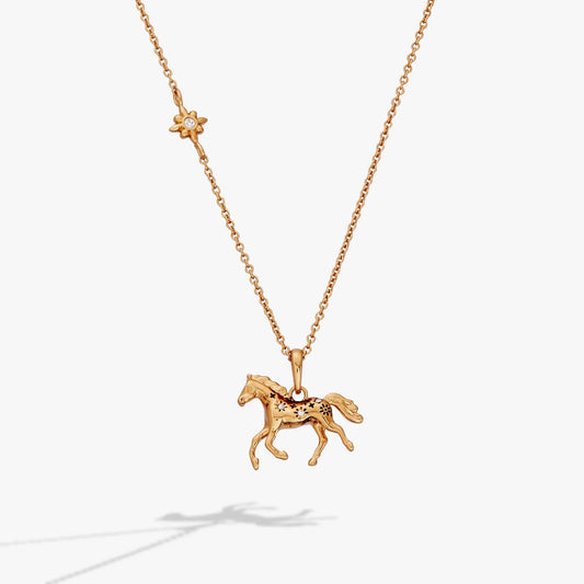 Horse Girl pendant necklace by ALEX AND ANI, gold-tone horse charm with crystal accent on Tampa Home & Garden Store