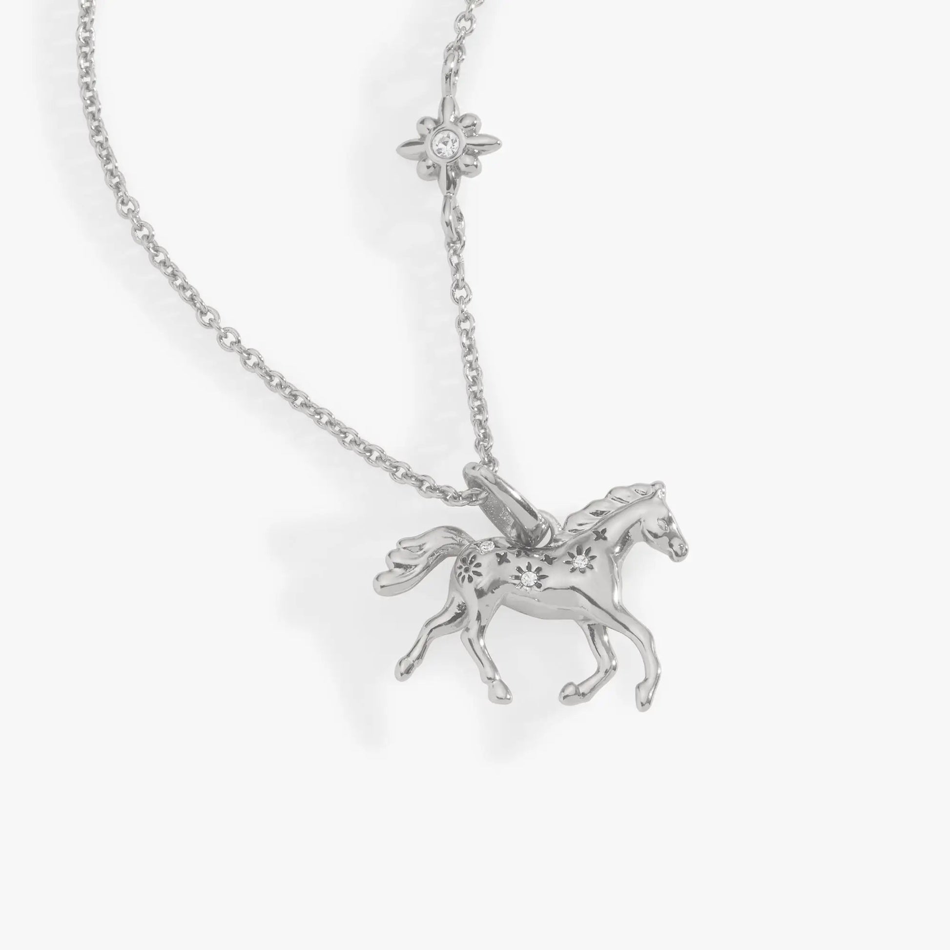 Horse Girl pendant necklace by ALEX AND ANI with a floral horse charm on a silver chain on Tampa Home & Garden Store
