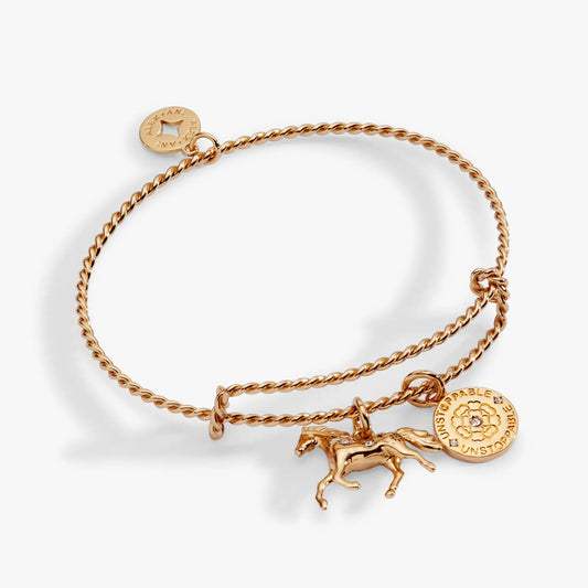 Horse Girl Rope Textured Charm Bangle by Alex and Ani, rose gold rope chain with charm on Tampa Home & Garden Store