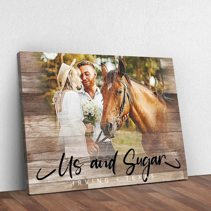 Canvas wall art wooden animal portrait sign with couple and horse by Tailored Canvases on Tampa Home & Garden Store
