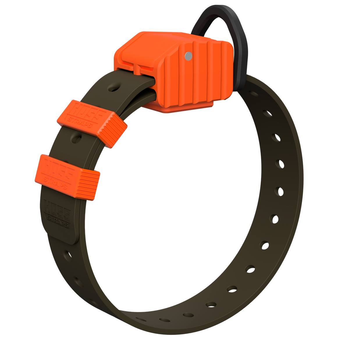 PRO SERIES FIELD COLLAR by Hoss Straps, orange buckle on dark brown strap Dog Collar on Tampa Home & Garden Store
