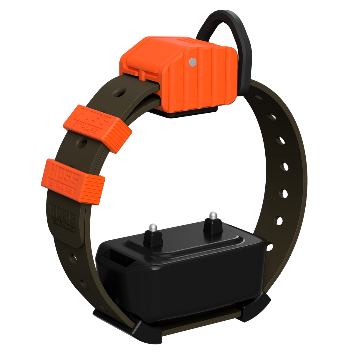 Hoss Straps Pro Series Training Collar Setup orange housing with brown strap on Tampa Home & Garden Store