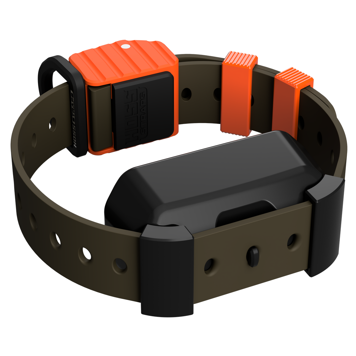 Pro Series Training Collar Setup by Hoss Straps with orange sliders on brown hunting dog collar on Tampa Home & Garden Store