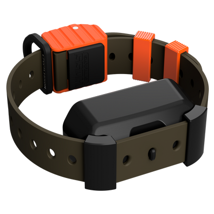 Pro Series Training Collar Setup by Hoss Straps with orange sliders on brown hunting dog collar on Tampa Home & Garden Store