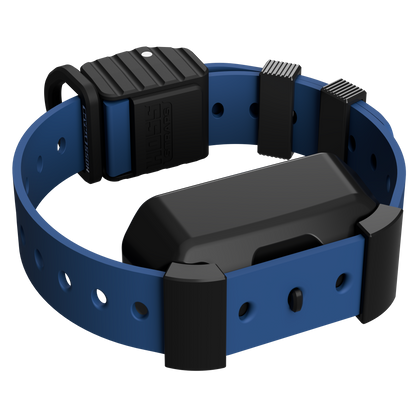 Pro Series Training Collar Setup Hoss Straps on blue hunting dog collar with black module on Tampa Home & Garden Store