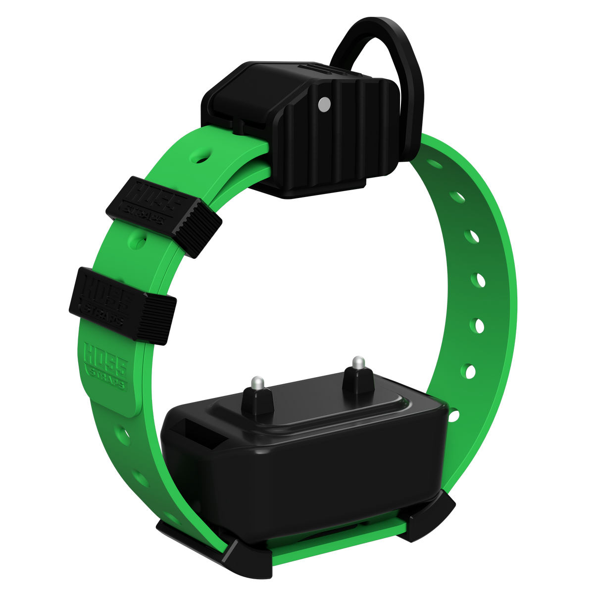 Hoss Straps Pro Series Training Collar Setup green nylon strap with black receiver unit on Tampa Home & Garden Store