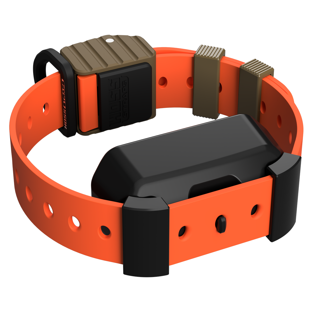 Pro Series Training Collar Setup Hoss Straps orange hunting dog collar with brown blocks on Tampa Home & Garden Store