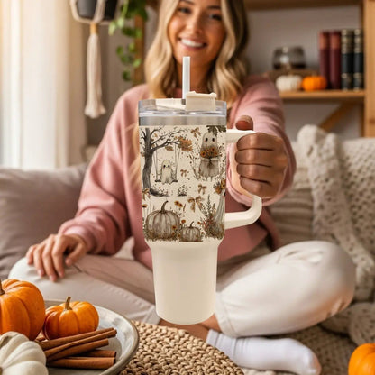 Boho Spooks 40oz Tumbler for Fall Ghosts and Bows