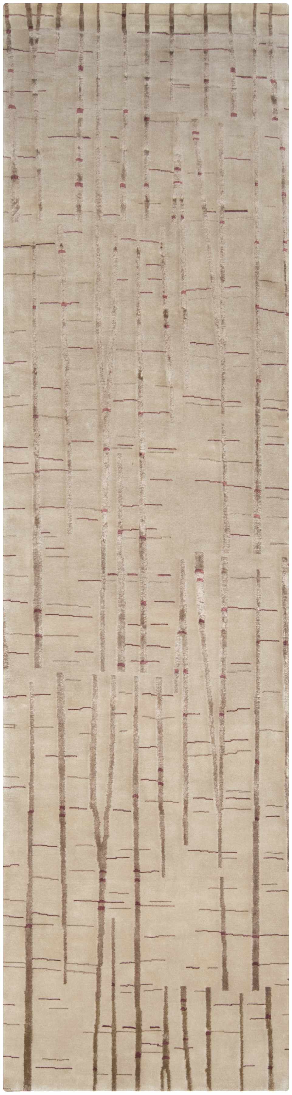 Hotchkiss Area Carpet rug by Boutique Rugs in beige with taupe lines and pink accents on Tampa Home & Garden Store