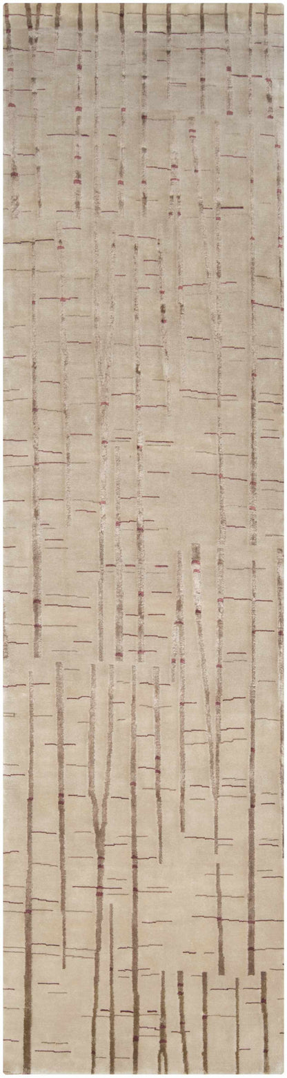 Hotchkiss Area Carpet rug by Boutique Rugs in beige with taupe lines and pink accents on Tampa Home & Garden Store