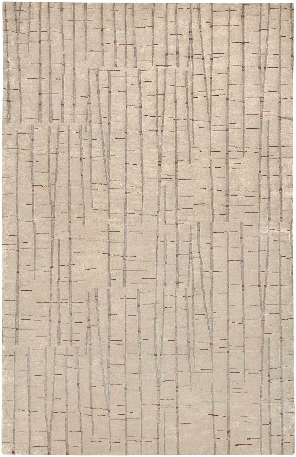 Hotchkiss Area Carpet by Boutique Rugs, beige rug with gray vertical lines and red accents on Tampa Home & Garden Store