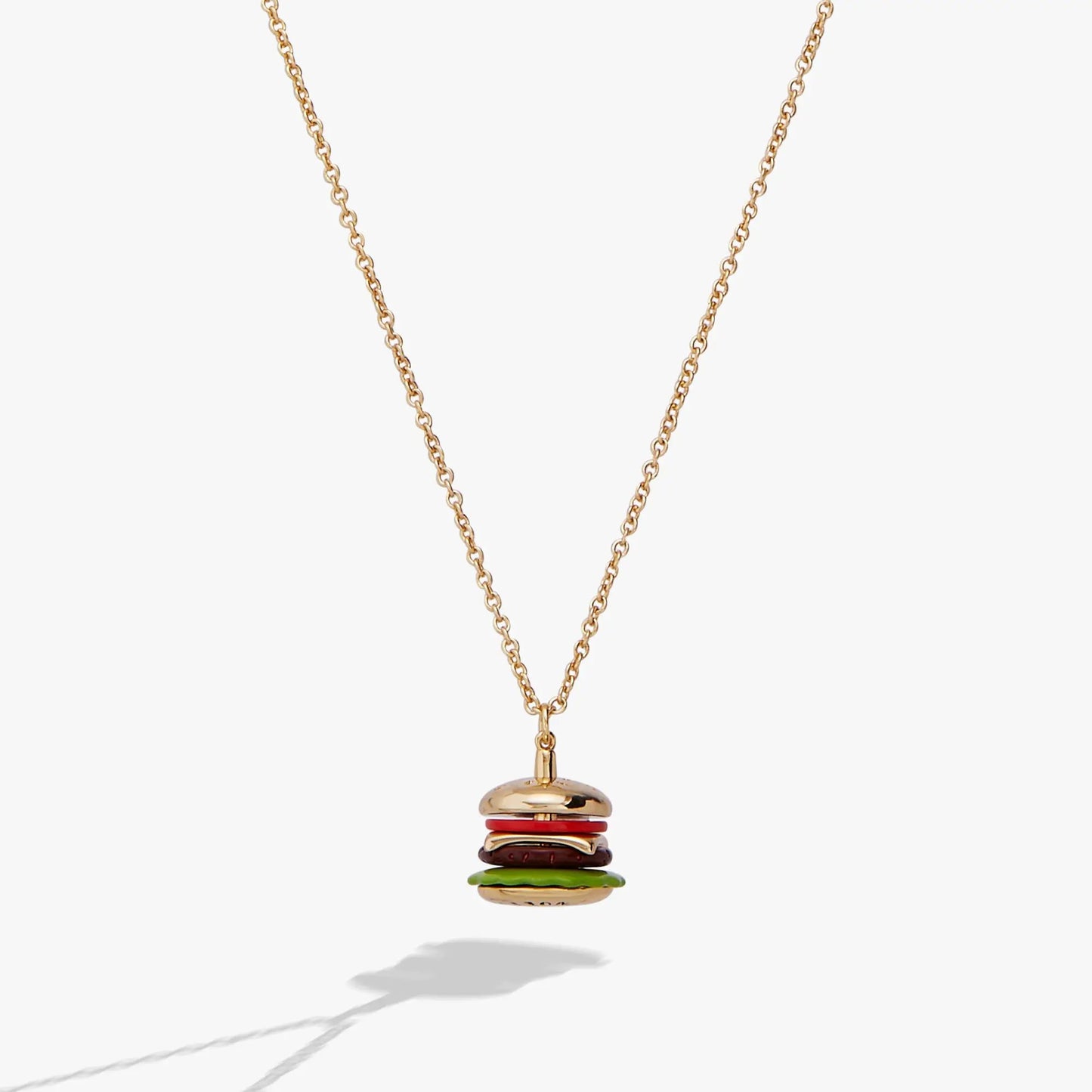 Alex and Ani Hamburger Pendant Necklace with a gold-tone chain and stacked donut pendant on Tampa Home & Garden Store