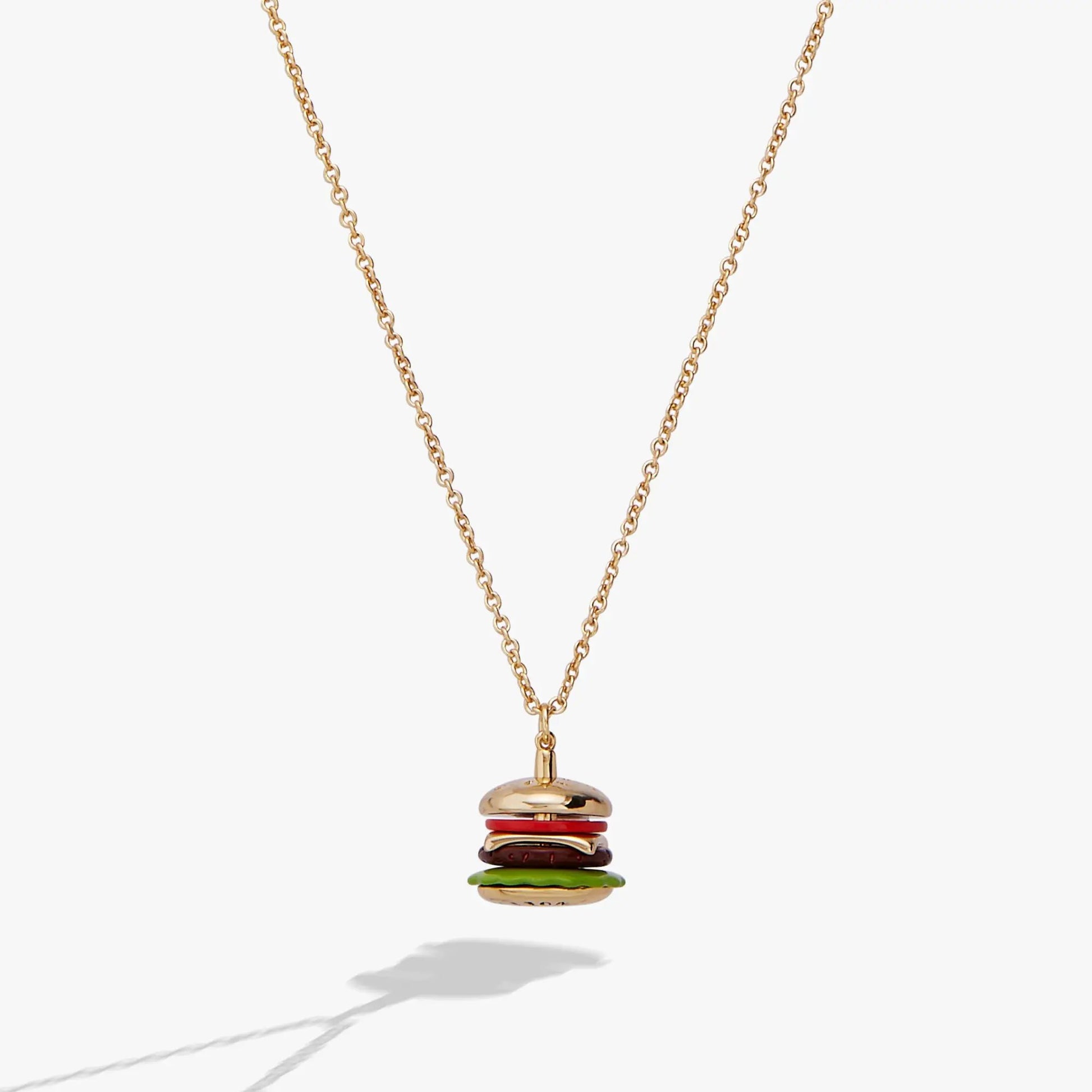 Alex and Ani Hamburger Pendant Necklace with a gold-tone chain and stacked donut pendant on Tampa Home & Garden Store