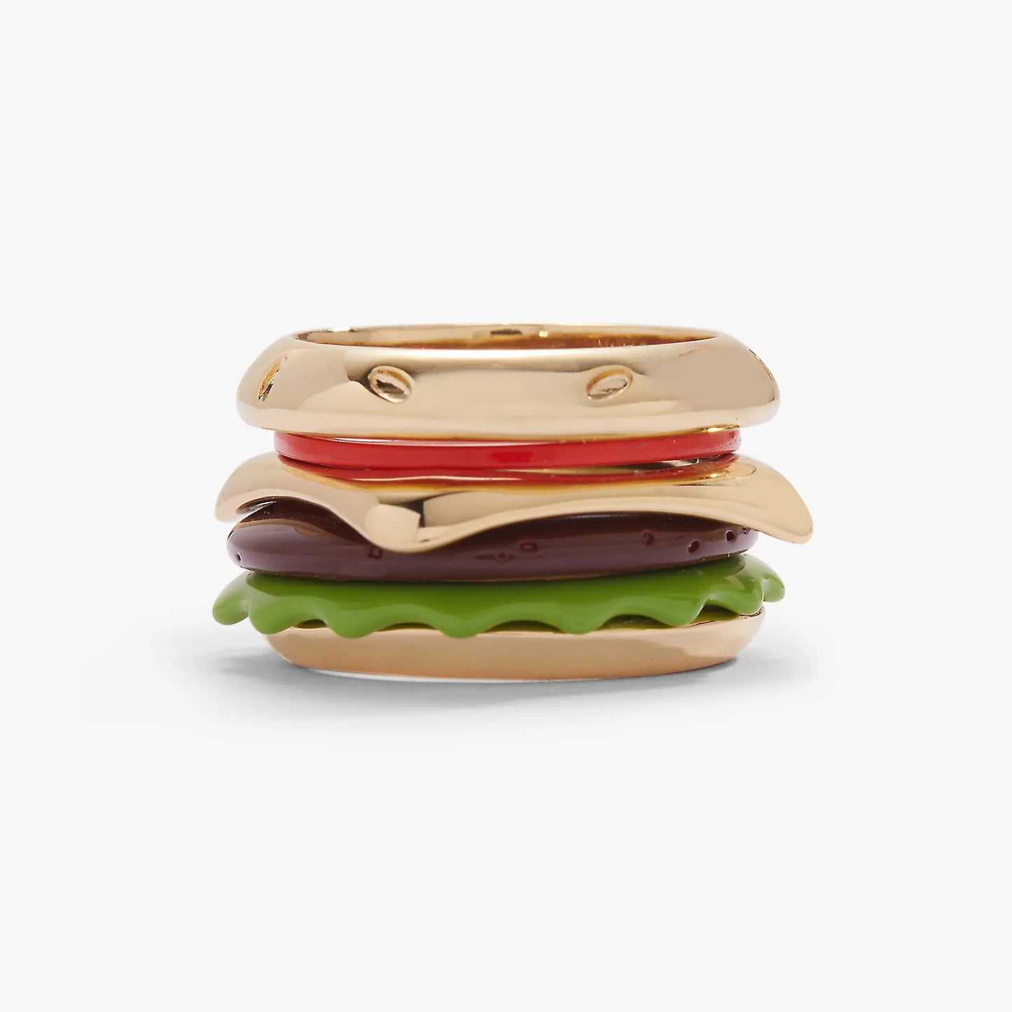 Hot Grill Summer Hamburger Stacking Ring stack of enamel rings in gold tone Alex and Ani on Tampa Home & Garden Store