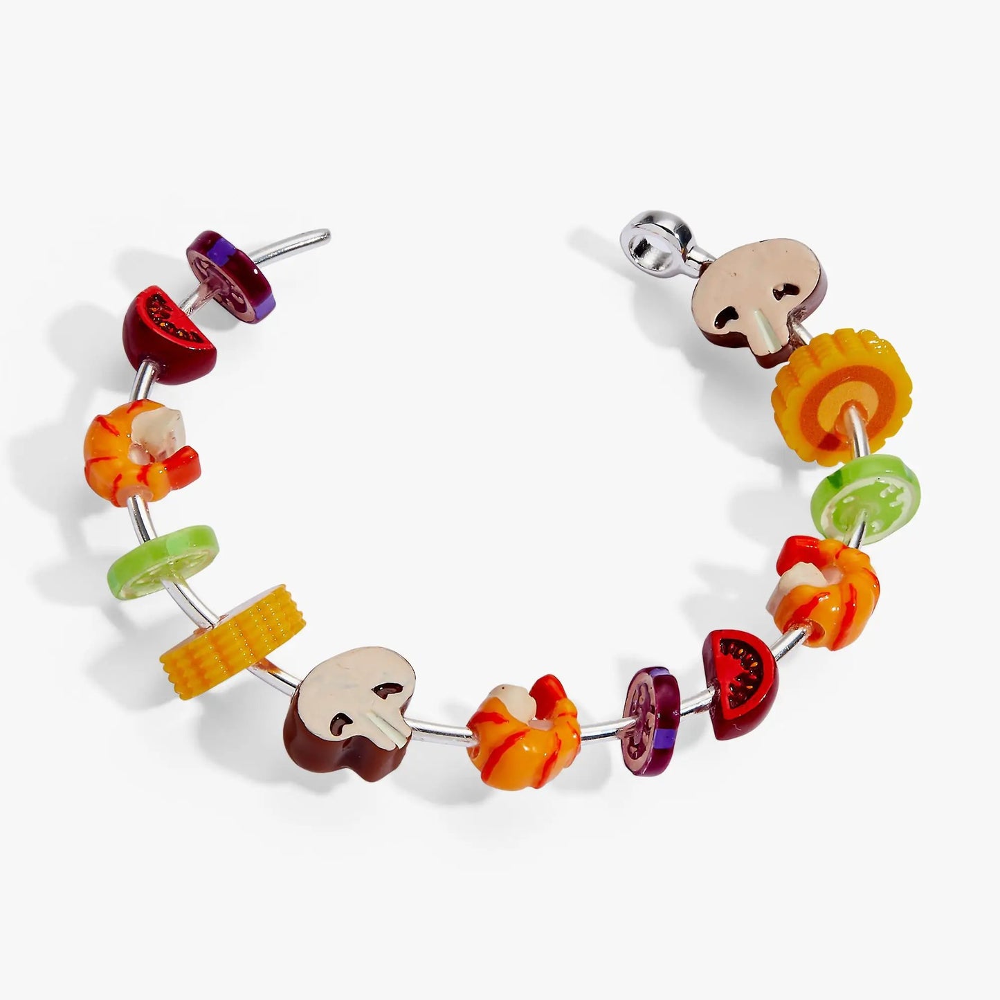Summer Skewer Cuff with Beaded Silver Charms