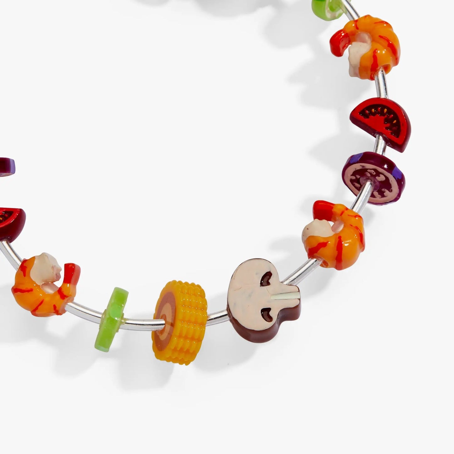 Summer Skewer Cuff with Beaded Silver Charms