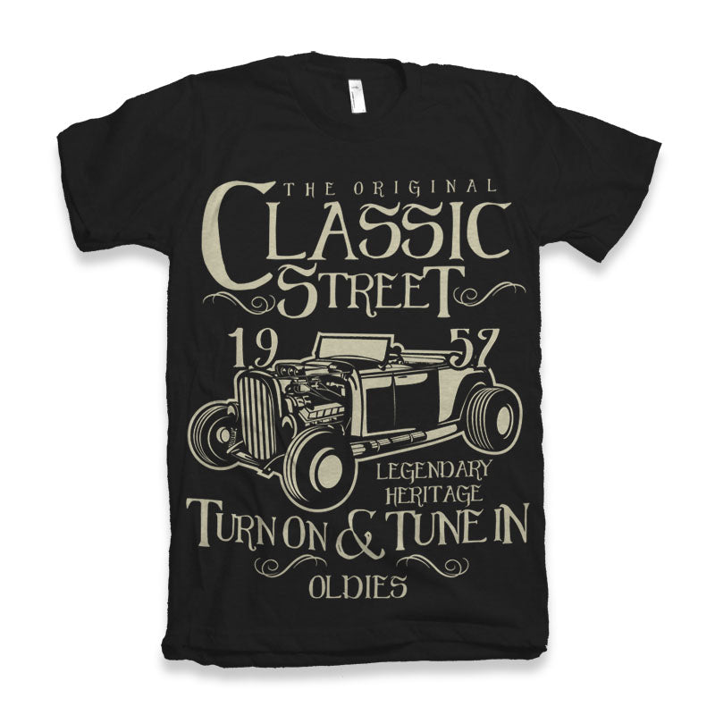 Hot Rod Classic men's tee black with vintage car print bamboo viscose/organic cotton Spun Bamboo on Tampa Home & Garden Store