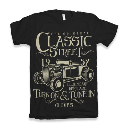 Hot Rod Classic men's tee black with vintage car print bamboo viscose/organic cotton Spun Bamboo on Tampa Home & Garden Store