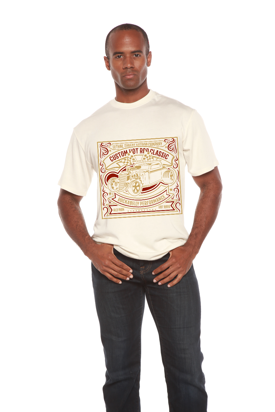 Hot Rod men's graphic short sleeve T-shirt cream bamboo viscose/organic cotton by Spun Bamboo on Tampa Home & Garden Store