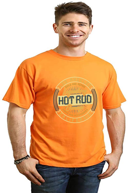 Men's HOT ROO orange bamboo viscose organic cotton graphic tee with HOT ROD print Spun Bamboo on Tampa Home & Garden Store