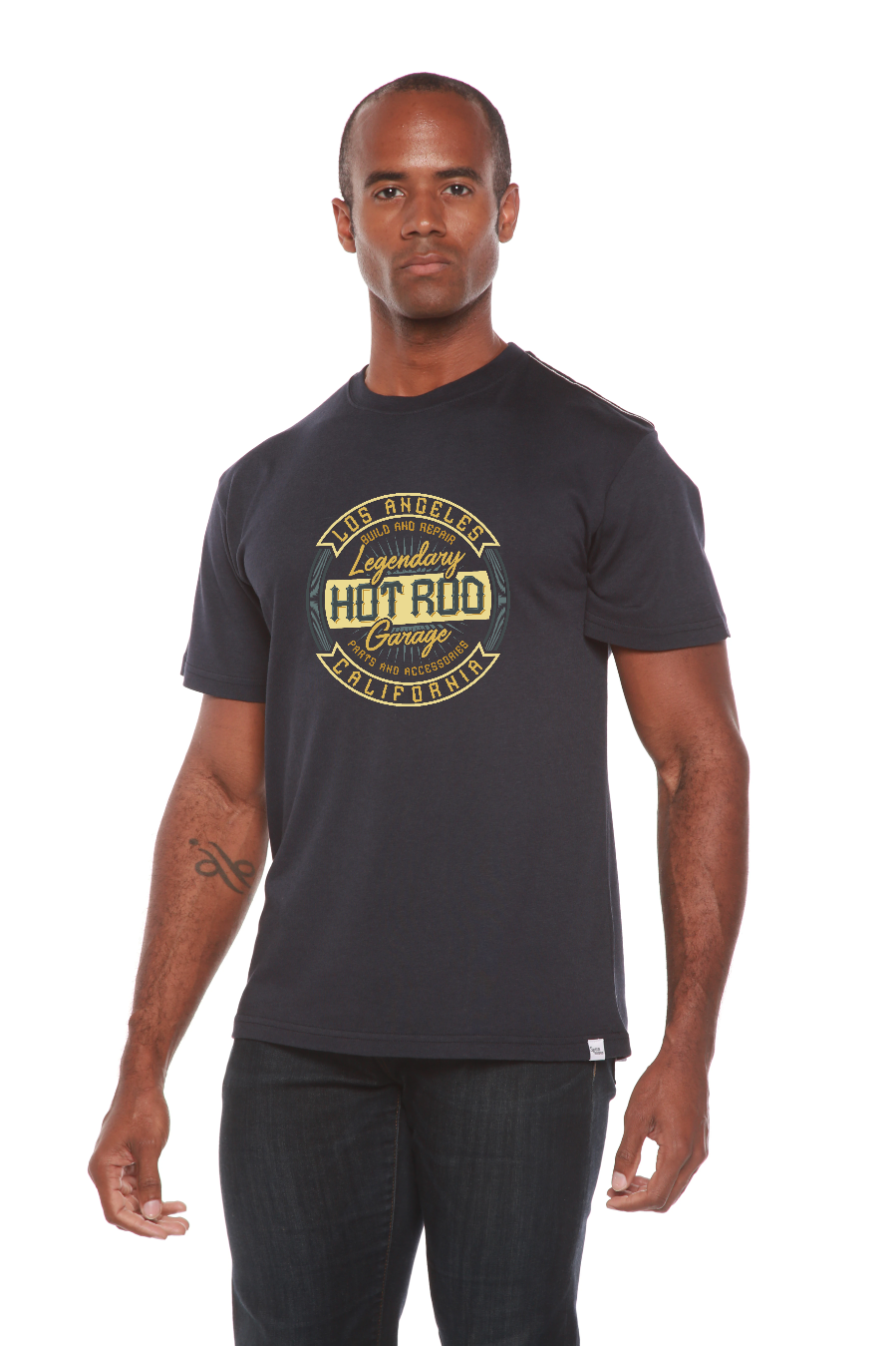 Men's graphic tee navy with HOT ROO logo; bamboo viscose/organic cotton short sleeve on Tampa Home & Garden Store