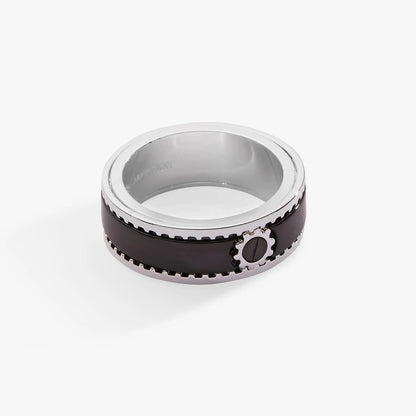 Ring: Hot Wheels Monster Truck Gear Fidget Spinner Ring, black enamel with silver gear edge on Tampa Home & Garden Store
