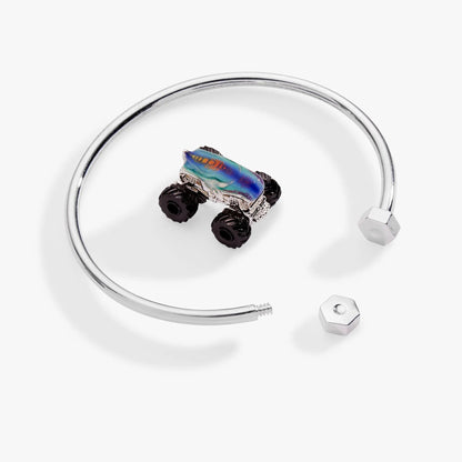 Hot Wheels Mega Wrex monster truck moveable cuff bracelet rainbow charm on Alex Ani cuff on Tampa Home & Garden Store