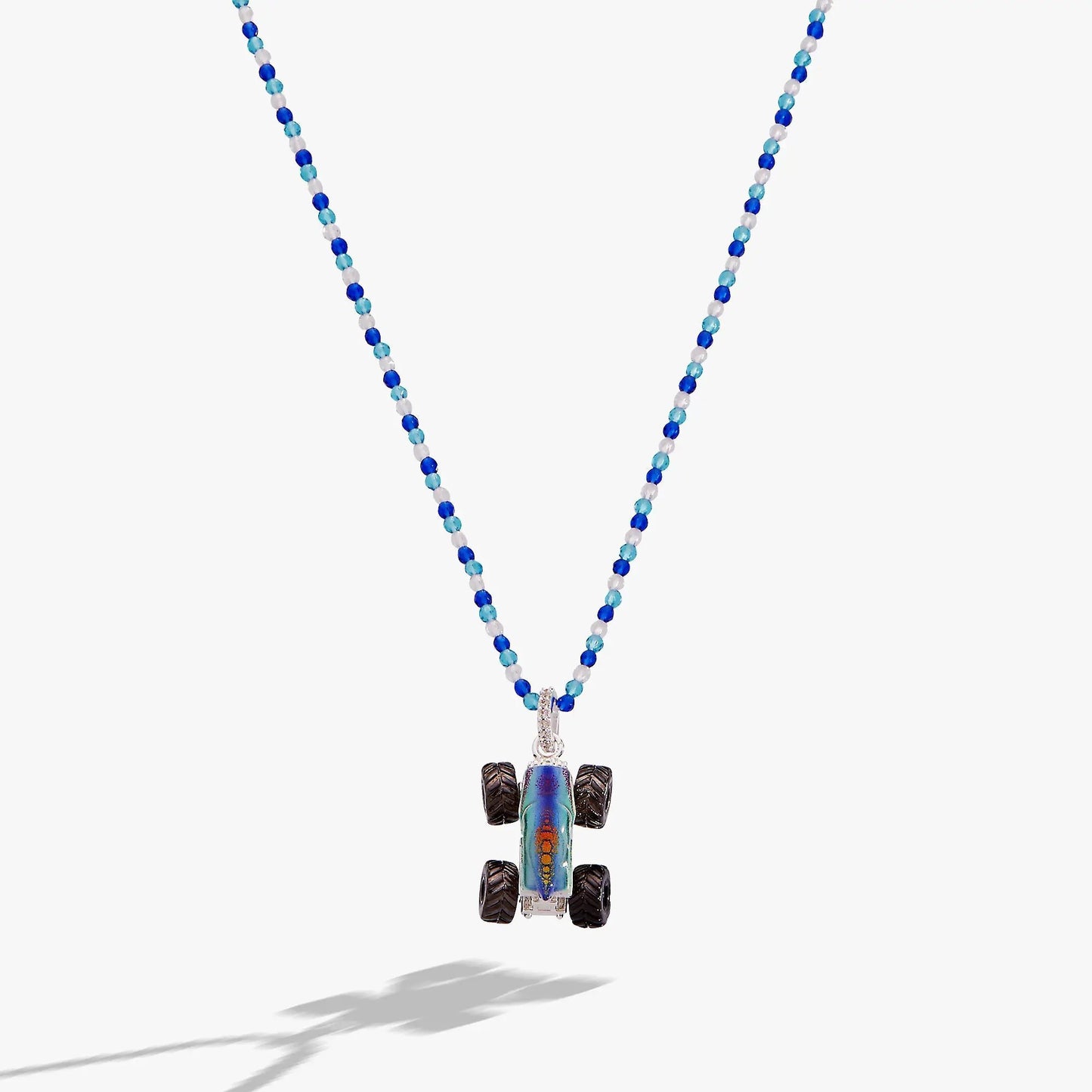 Hot Wheels Mega Wrex Monster Truck Pendant Necklace Alex and Ani, blue beads with truck pendant on Tampa Home & Garden Store