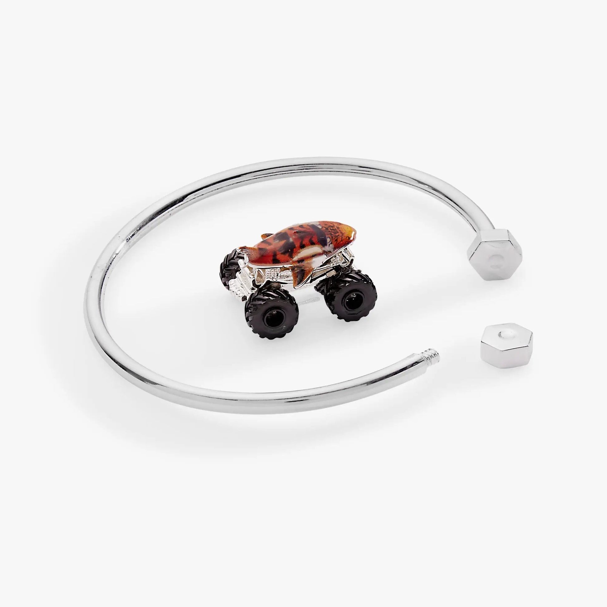 Hot Wheels Tiger Shark Monster Truck Moveable cuff bracelet, silver-toned bangle on Tampa Home & Garden Store