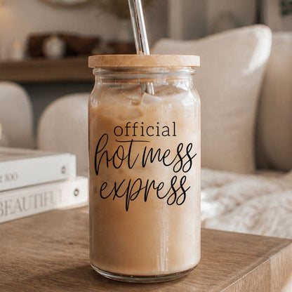 Hot Mess 17oz travel mug glass with iced coffee Gia Roma on Tampa Home & Garden Store