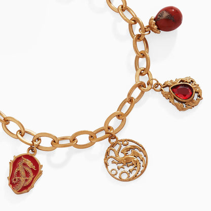 House of the Dragon Toggle Bracelet gold-tone chain with red gemstone charms ALEX AND ANI on Tampa Home & Garden Store