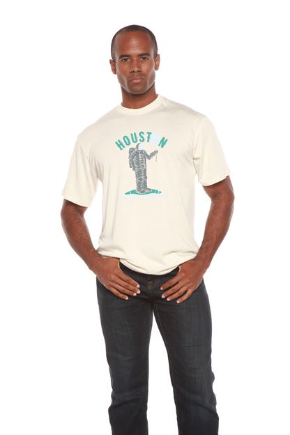 HOUSTON men's bamboo tee with astronaut print Spun Bamboo cream on Tampa Home & Garden Store