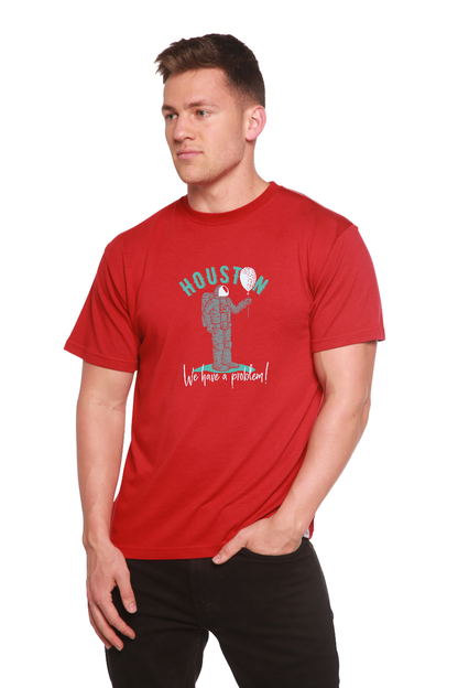 Houston men's red bamboo viscose/organic cotton graphic tee with astronaut print by Spun Bamboo on Tampa Home & Garden Store