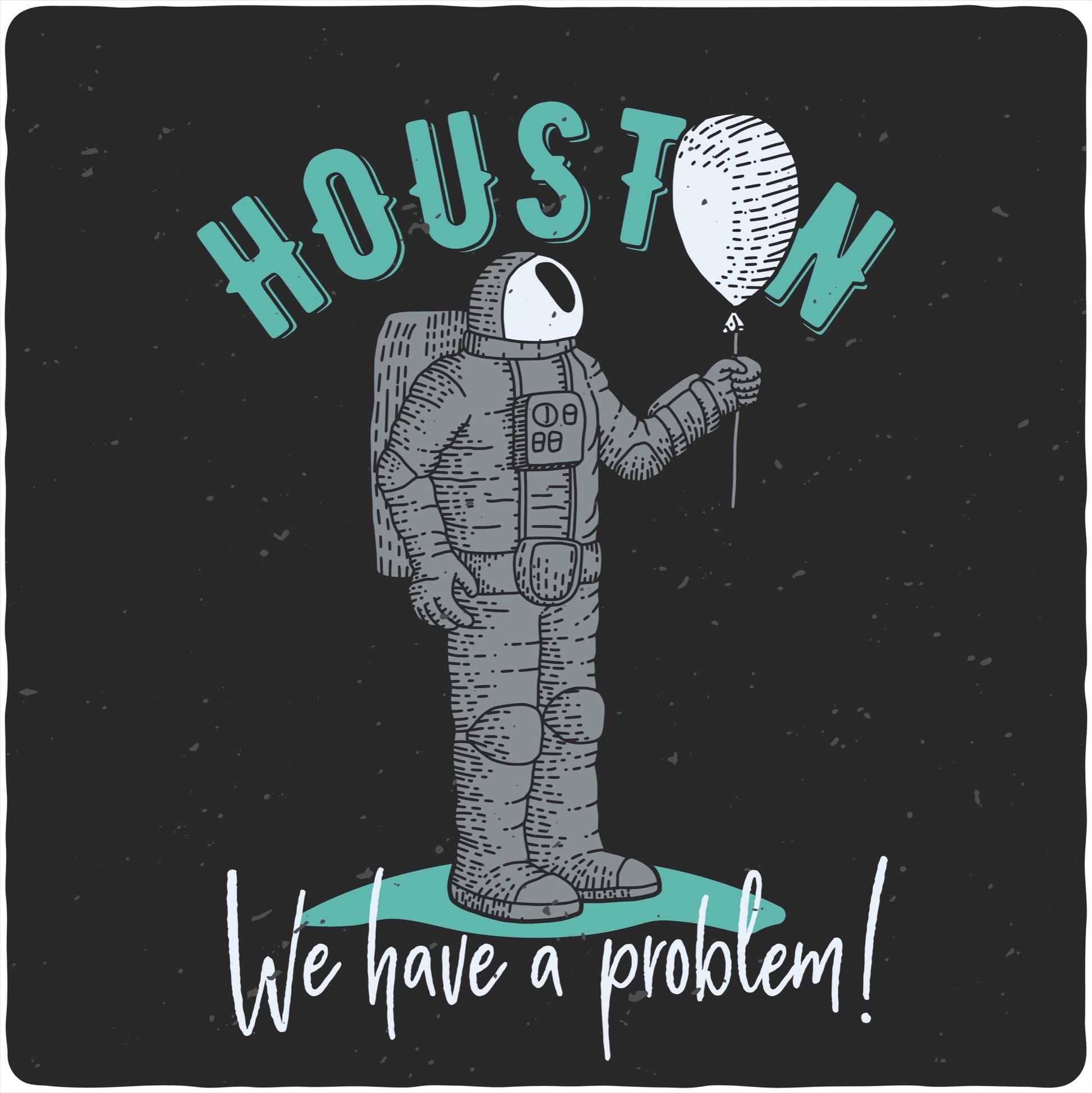 Houston men's bamboo viscose graphic tee with astronaut illustration teal lettering Spun Bamboo on Tampa Home & Garden Store