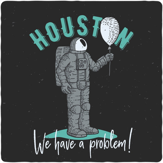 Houston men's bamboo viscose graphic tee with astronaut illustration teal lettering Spun Bamboo on Tampa Home & Garden Store