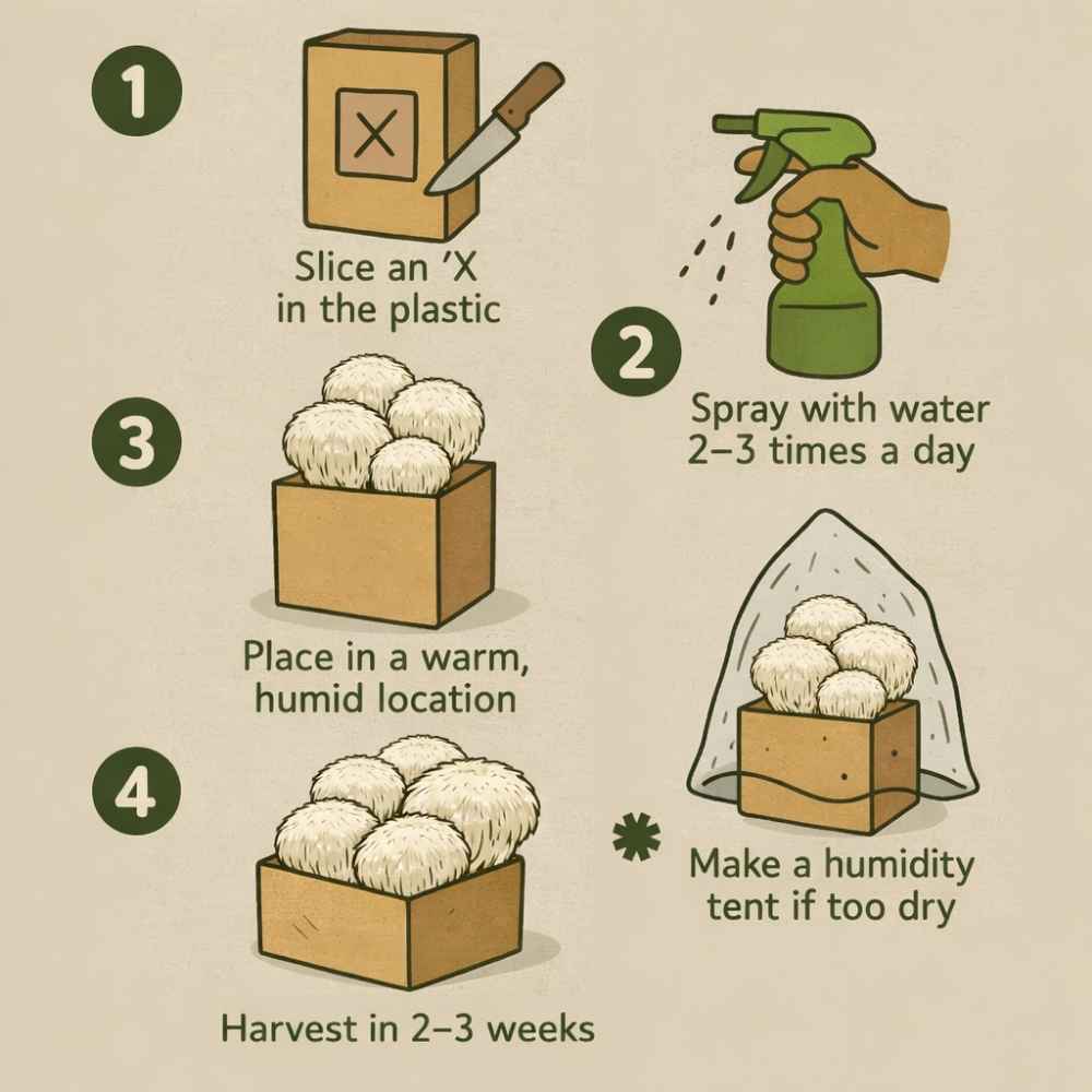 Premium Lion's Mane Mushroom Growing Kit - 5 LBS