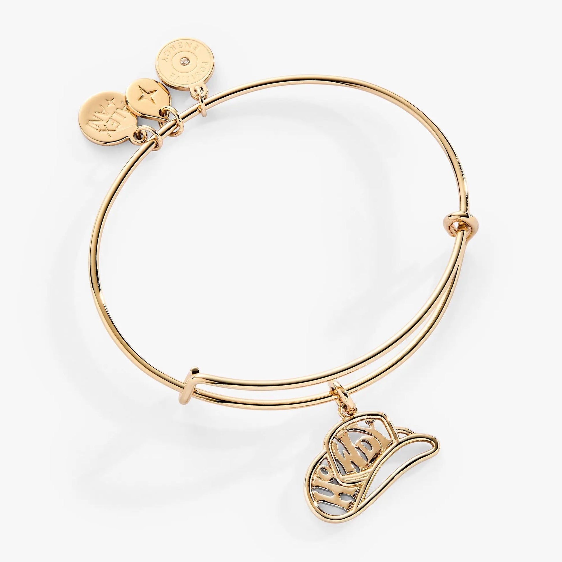 Howdy Charm Bangle rose gold bracelet by ALEX AND ANI with star disc and oval cutout charm on Tampa Home & Garden Store