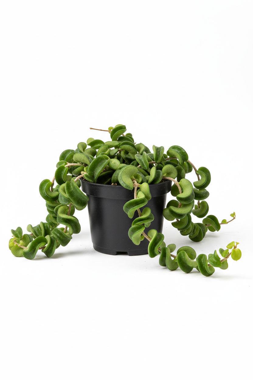 Hoya Rope Plant 4-inch pot trailing curly green leaves in nursery pot Rooted Treasures Farms on Tampa Home & Garden Store