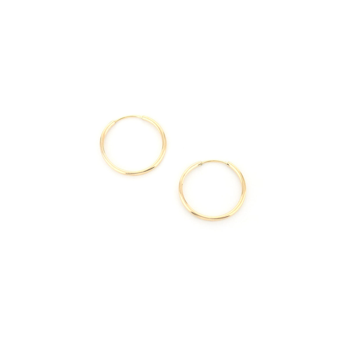 Hoop earrings set of three, 17mm, 14k yellow gold filled on white background on Tampa Home & Garden Store
