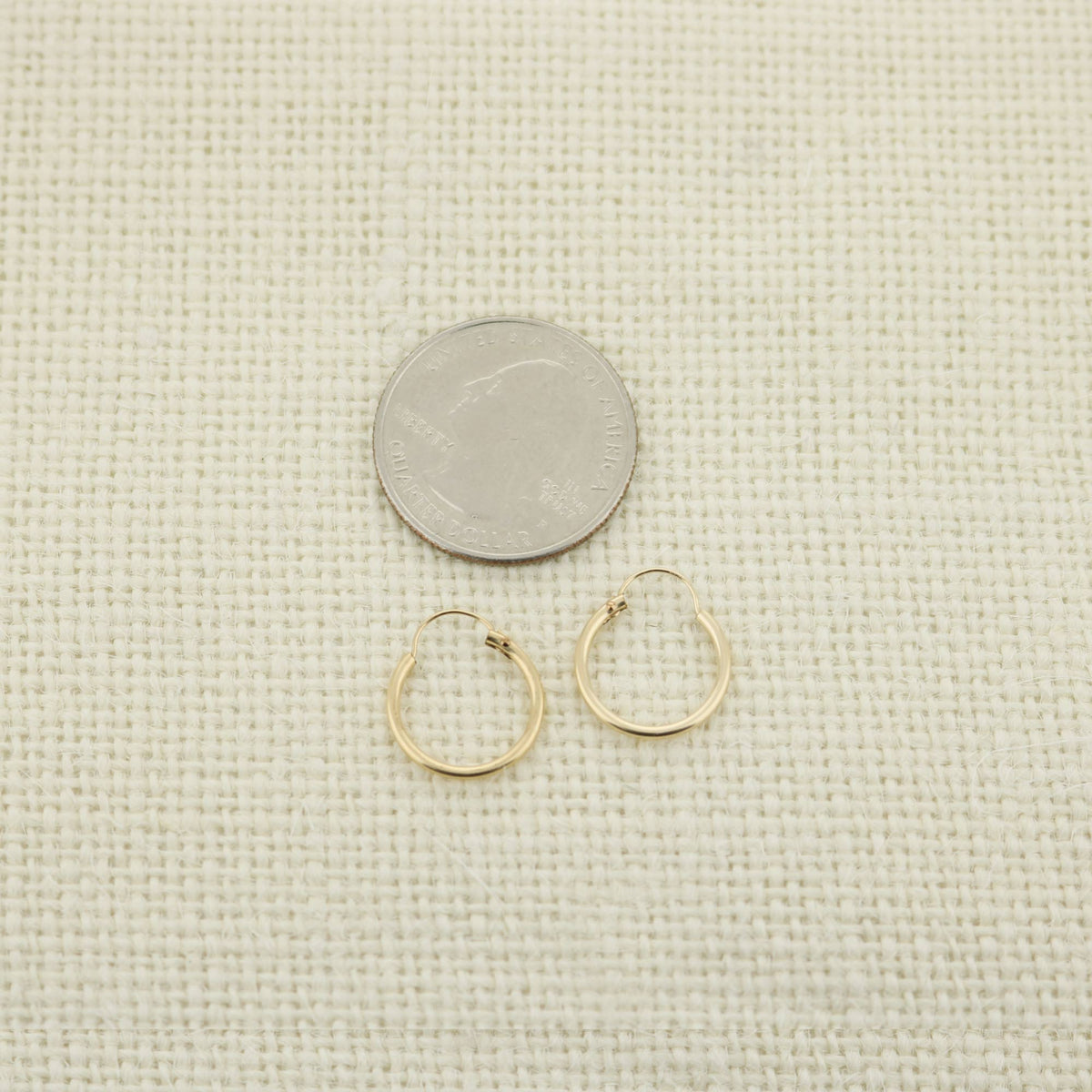 14k yellow gold filled hoop earrings, pair, 14 mm size on Tampa Home & Garden Store