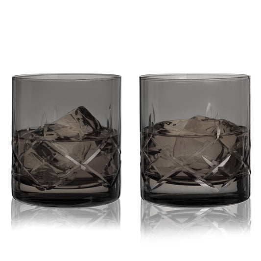Crystal Rocks Glasses In Smoke Set Of Two