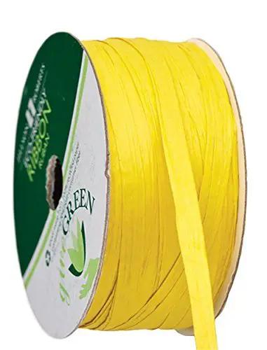 Yellow paper raffia ribbon spool by The Country Christmas Loft for gift wrapping on Tampa Home & Garden Store