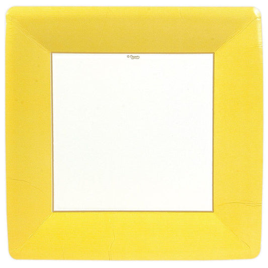 Assiette plate Caspari à bordure gros-grain (jaune)