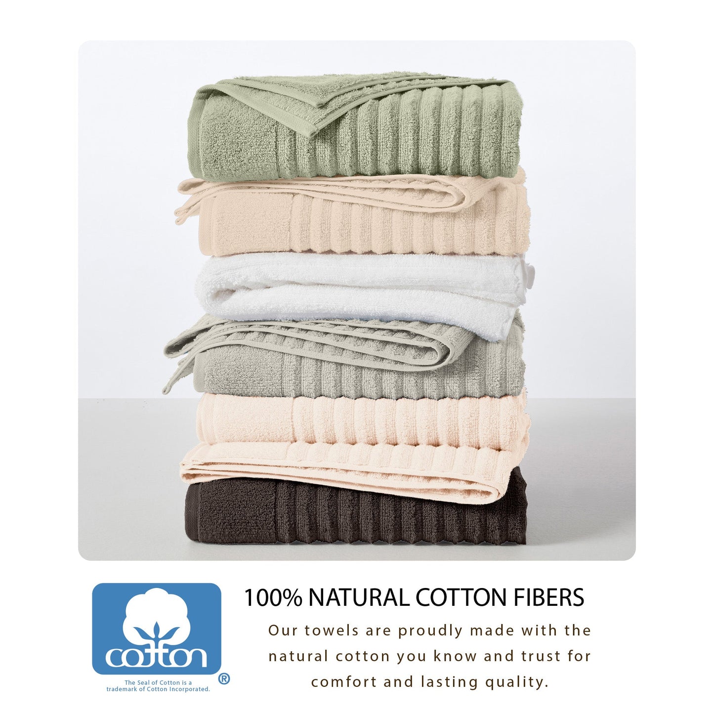 Luxury Combed Cotton and Ribbed Bath Towels
