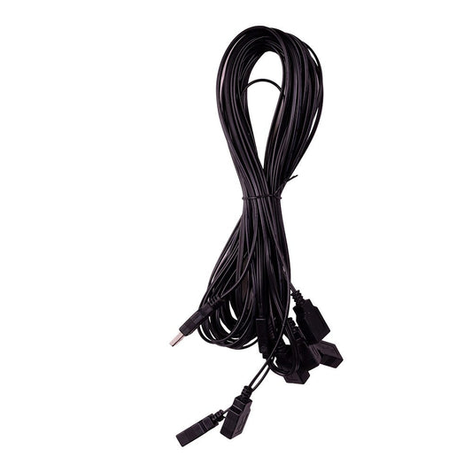 Cable de extensión USB de 6 puertos con enchufe de 2 amperios - Negro