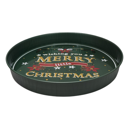 Grand plateau rond et profond de 34 cm (13,5 pouces) - Je vous souhaite un joyeux petit Noël