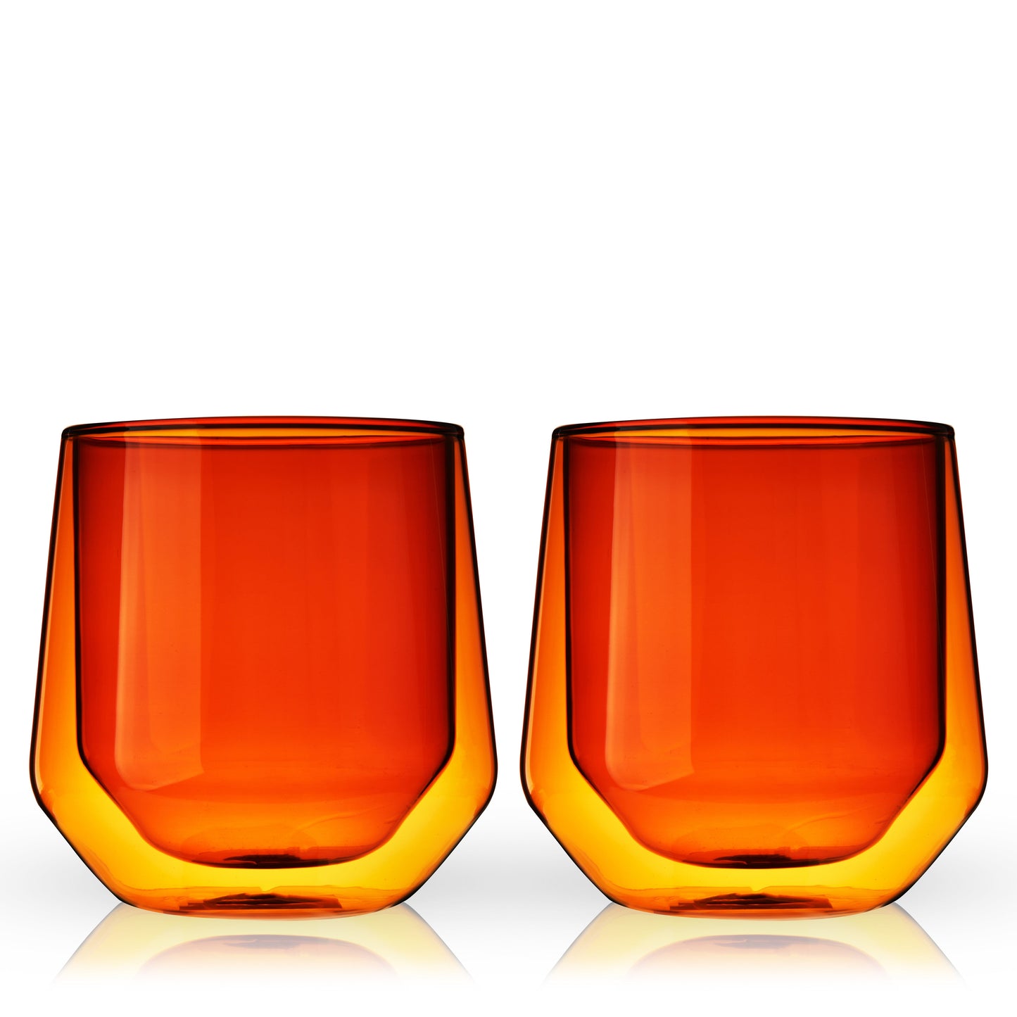 Amber Double Walled Glass Tumblers Set of Two