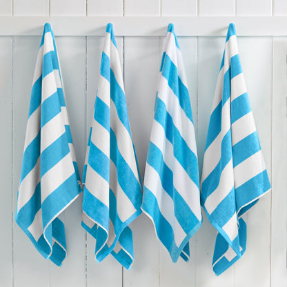 Cotton And Velour Cabana Stripe Beach Towel