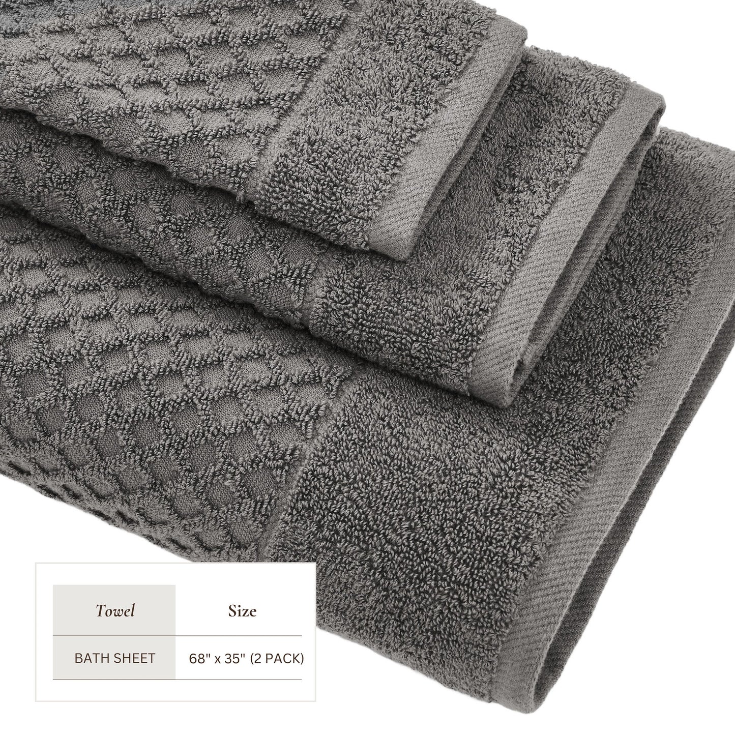Cotton Diamond Waffle Weave Bath Towel Set